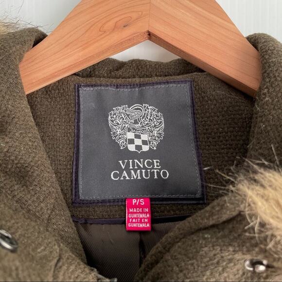 Vince Camuto wool blend basket weave faux fur edging in the hood - Picture 6 of 16